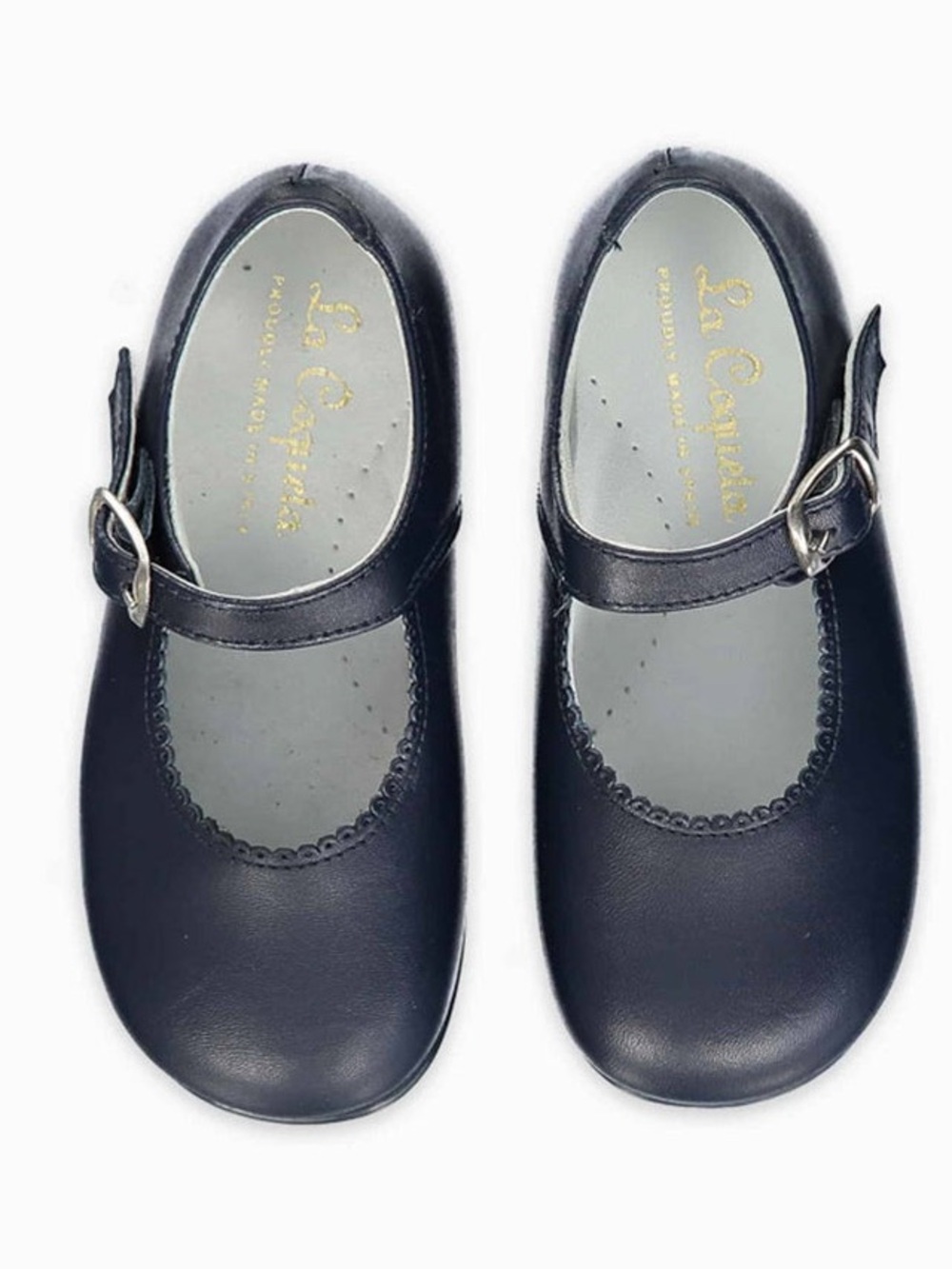 La Coqueta Spain $99 Little Girls Mary Jane Navy Scalloped EU23 US Toddler 7 EUC